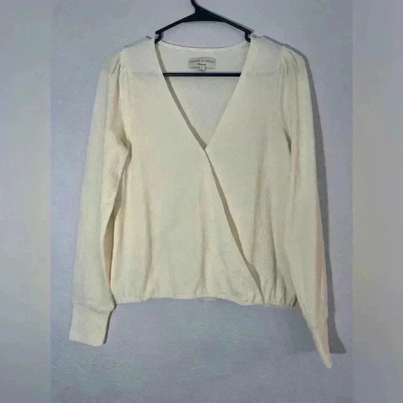 MADEWELL Texture & Thread Women’s Small Plus Ottoman Cream White Knit Wrap Top - Picture 5 of 10